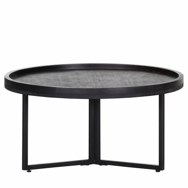 Loftscape Naturoo Table Basse Brookwood III – Placage En Pierre Véritable/ Métal – Ardoise / Noir
