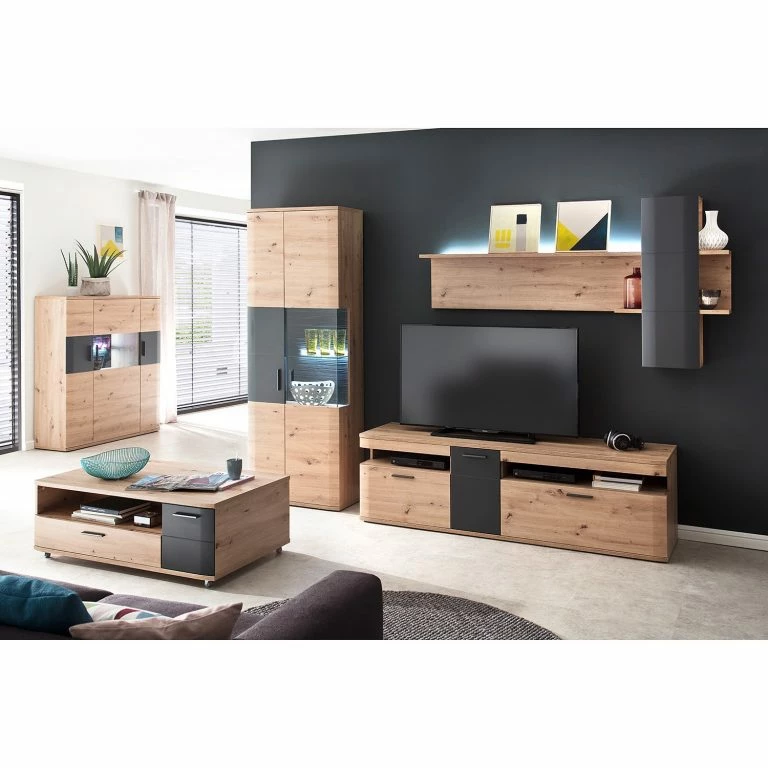 Loftscape Naturoo Table Basse Callington – Imitation Planches De Chêne / Anthracite