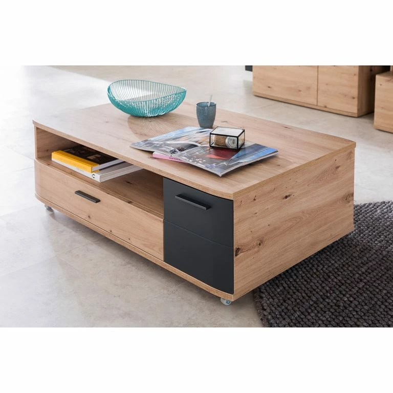 Loftscape Naturoo Table Basse Callington – Imitation Planches De Chêne / Anthracite