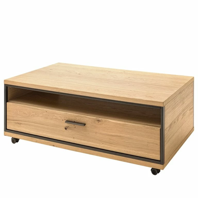 loftscape Naturoo Table basse Doora – Partiellement en chêne à nœuds massif – Chêne à nœuds Bianco / Graphite