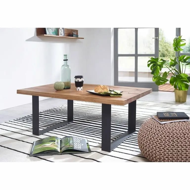 Loftscape Naturoo Table Basse Gerville – Chêne Sauvage Massif / Métal – Chêne Sauvage / Noir