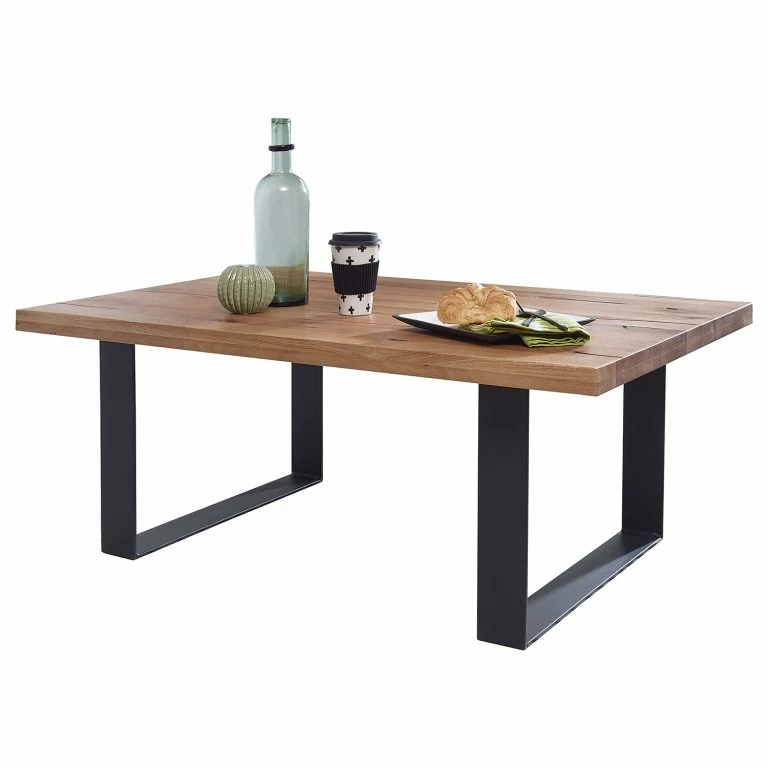 loftscape Naturoo Table basse Gerville – Chêne sauvage massif / Métal – Chêne sauvage / Noir