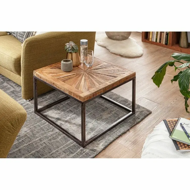 Loftscape Naturoo Table Basse Heusse I – Manguier Massif / Métal – Manguier / Noir