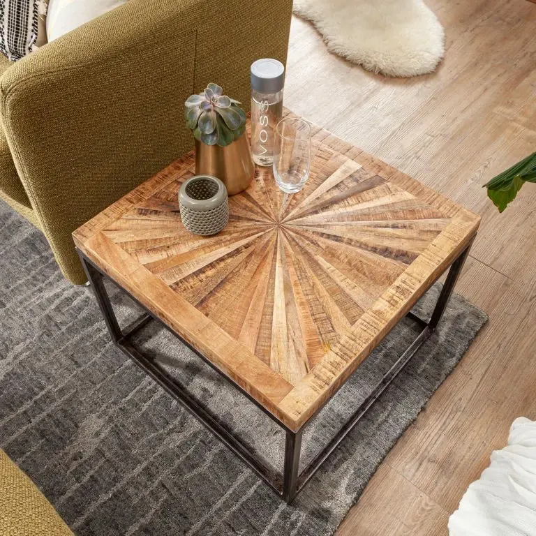 Loftscape Naturoo Table Basse Heusse I – Manguier Massif / Métal – Manguier / Noir