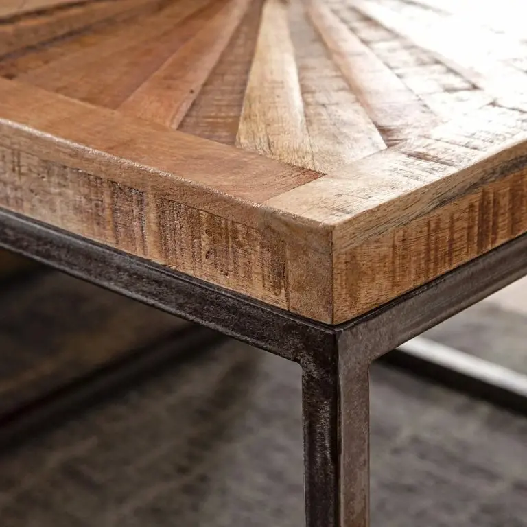 Loftscape Naturoo Table Basse Heusse I – Manguier Massif / Métal – Manguier / Noir