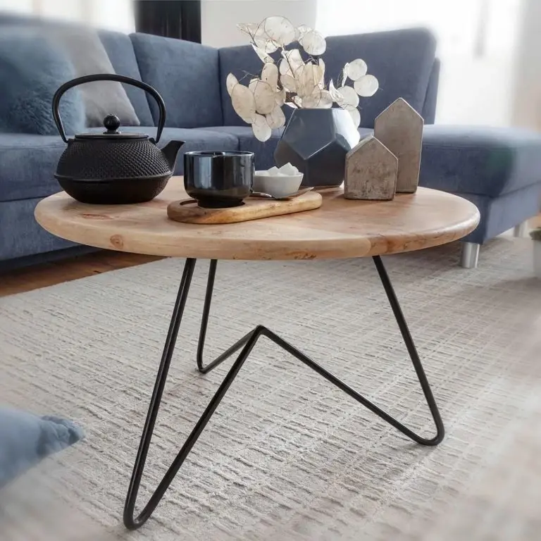 Loftscape Naturoo Table Basse Heusse II – Acacia Massif / Métal – Manguier / Noir