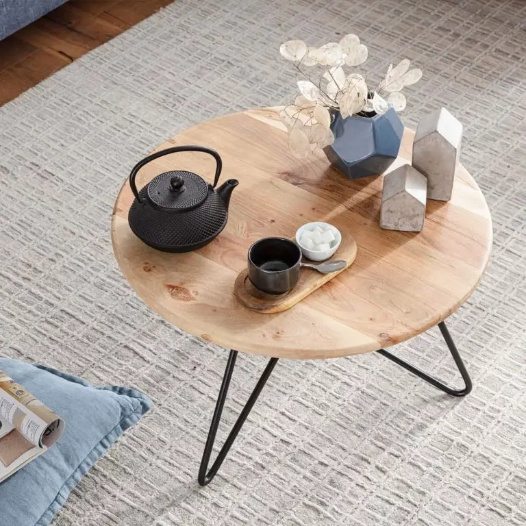 Loftscape Naturoo Table Basse Heusse II – Acacia Massif / Métal – Manguier / Noir