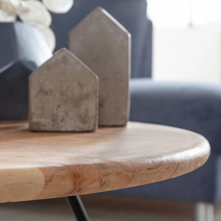 Loftscape Naturoo Table Basse Heusse II – Acacia Massif / Métal – Manguier / Noir