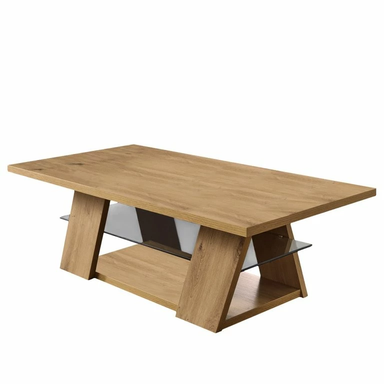 loftscape Naturoo Table basse Kalorama – Chêne massif / Verre – Chêne artisan