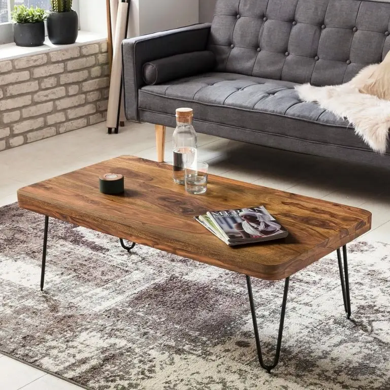 Loftscape Naturoo Table Basse Loudet I – Sheesham Massif / Métal – Sheesham / Noir