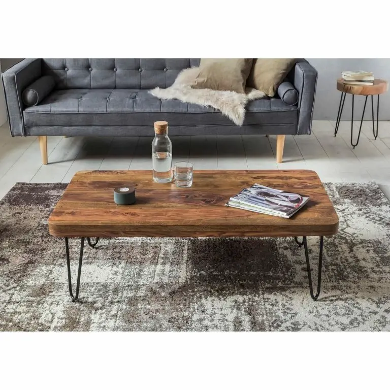 Loftscape Naturoo Table Basse Loudet I – Sheesham Massif / Métal – Sheesham / Noir