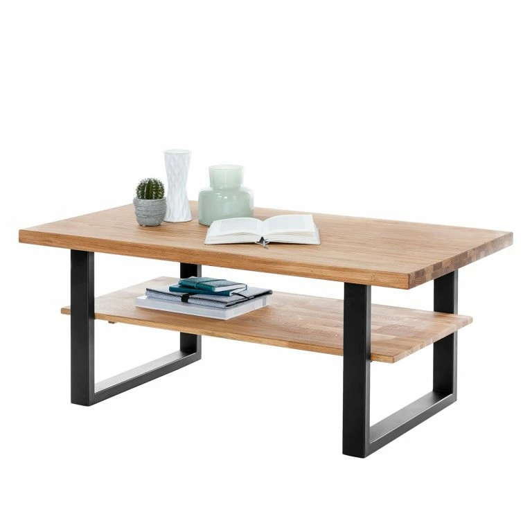 Loftscape Naturoo Table Basse Loxton – Partiellement En Chêne Massif / Métal – Chêne / Noir