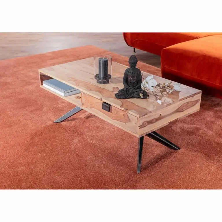 Loftscape Naturoo Table Basse Nigg – Sheesham Massif / Métal – Sheesham / Noir