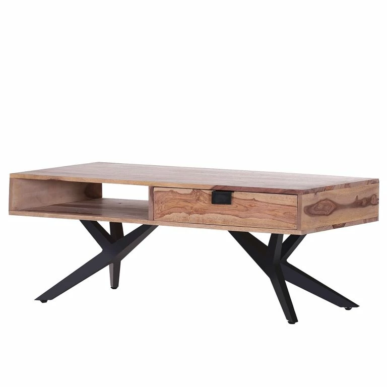 loftscape Naturoo Table basse Nigg – Sheesham massif / Métal – Sheesham / Noir