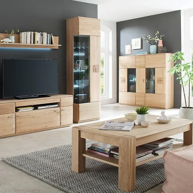 Loftscape Naturoo Table Basse Vilela – Partiellement En Chêne Massif – Chêne Bianco / Imitation Chêne Bianco