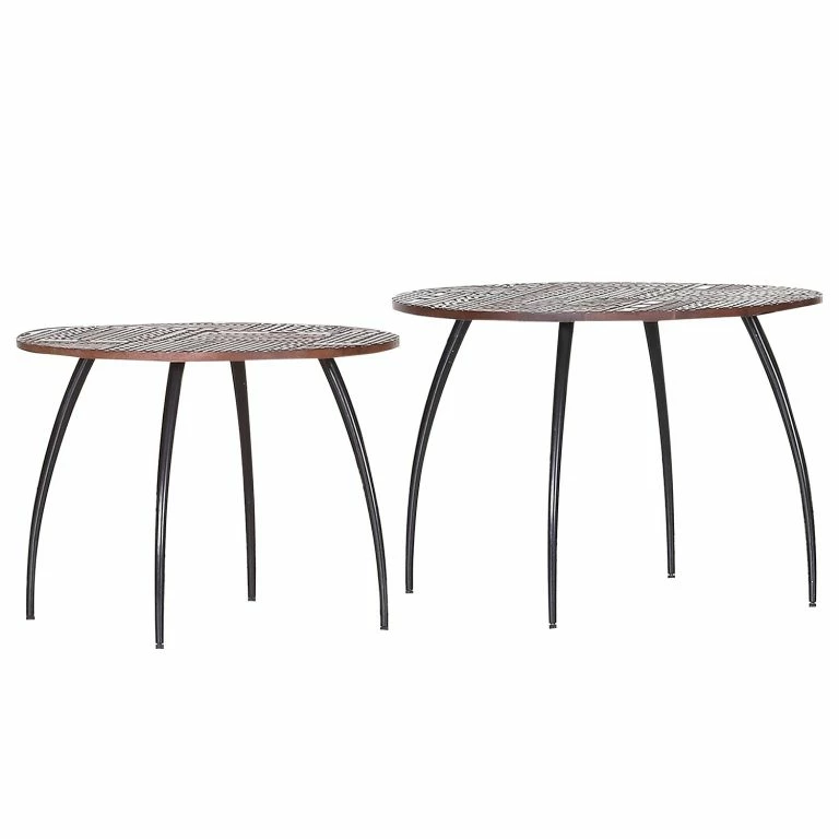 loftscape Naturoo Tables basses Baraco (lot de 2) – Acacia massif / Métal – Acacia marron / Noir