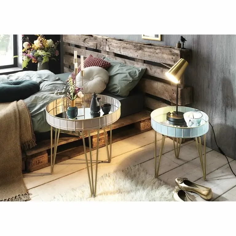 Loftscape Norrwood Bout De Canapé Krokvik II – Verre / Métal – Menthe / Gris Sable