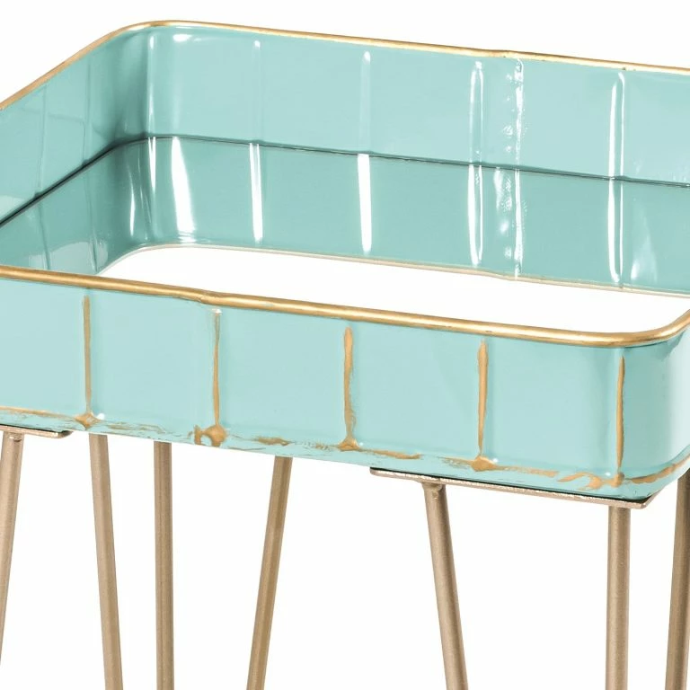 Loftscape Norrwood Bout De Canapé Krokvik IV – Verre / Métal – Menthe / Gris Sable