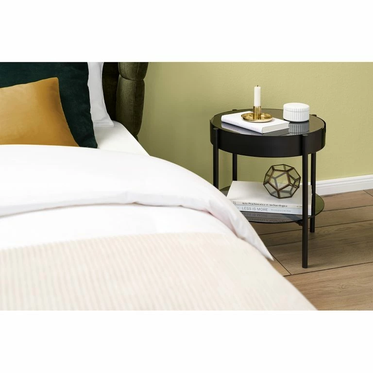 Loftscape Norrwood Bout De Canapé Myrberg II – Verre / Acier – Fumée / Noir