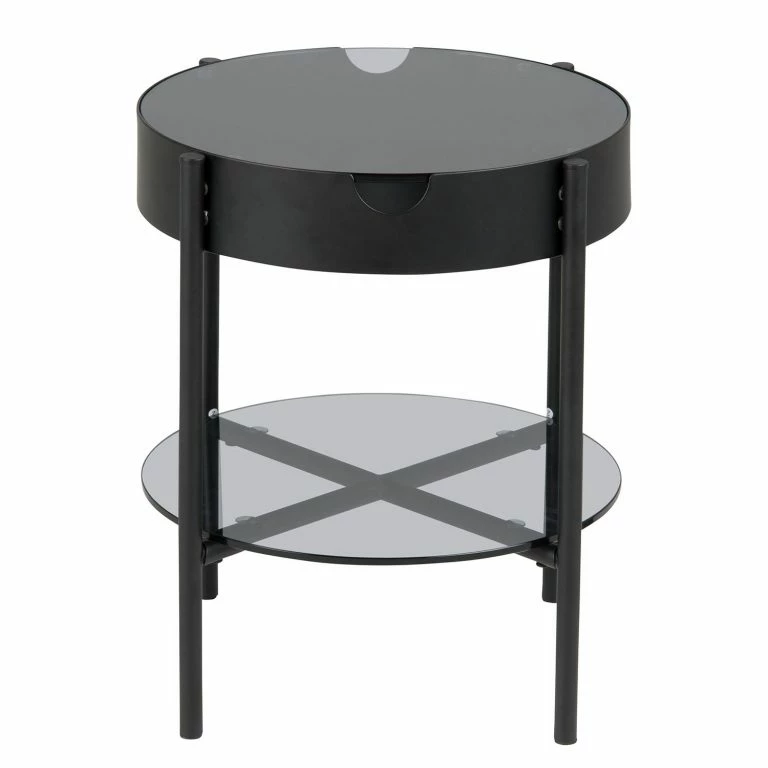 Loftscape Norrwood Bout De Canapé Myrberg II – Verre / Acier – Fumée / Noir