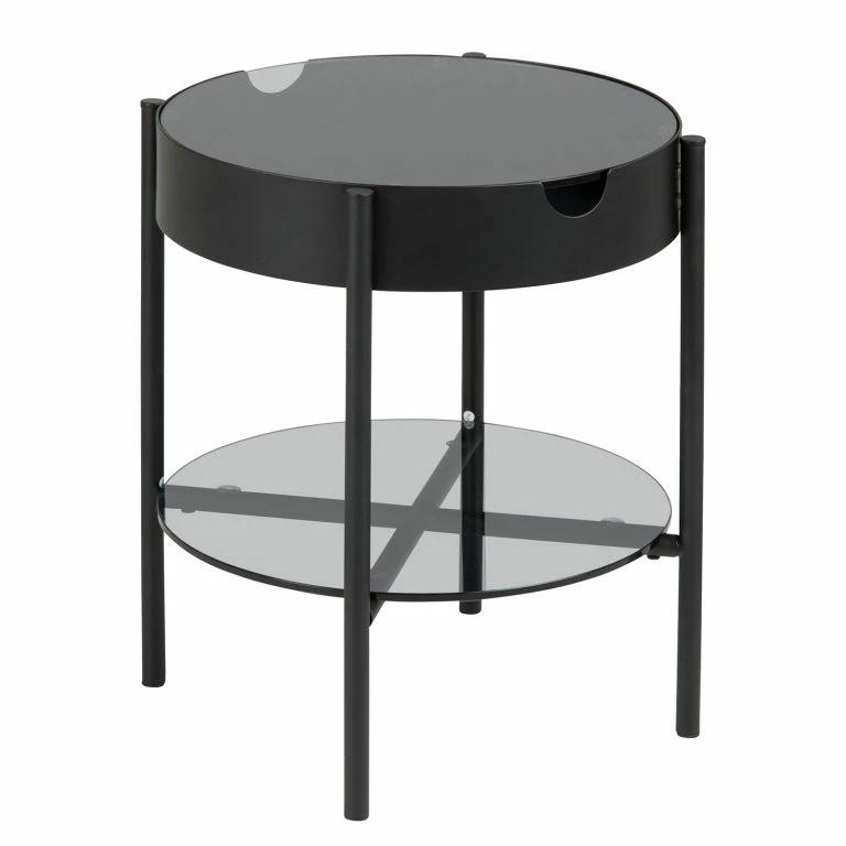 loftscape Norrwood Bout de canapé Myrberg II – Verre / Acier – Fumée / Noir