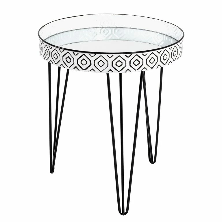 loftscape Norrwood Bout de canapé Ponemah I – Verre / Acier – Noir / Blanc