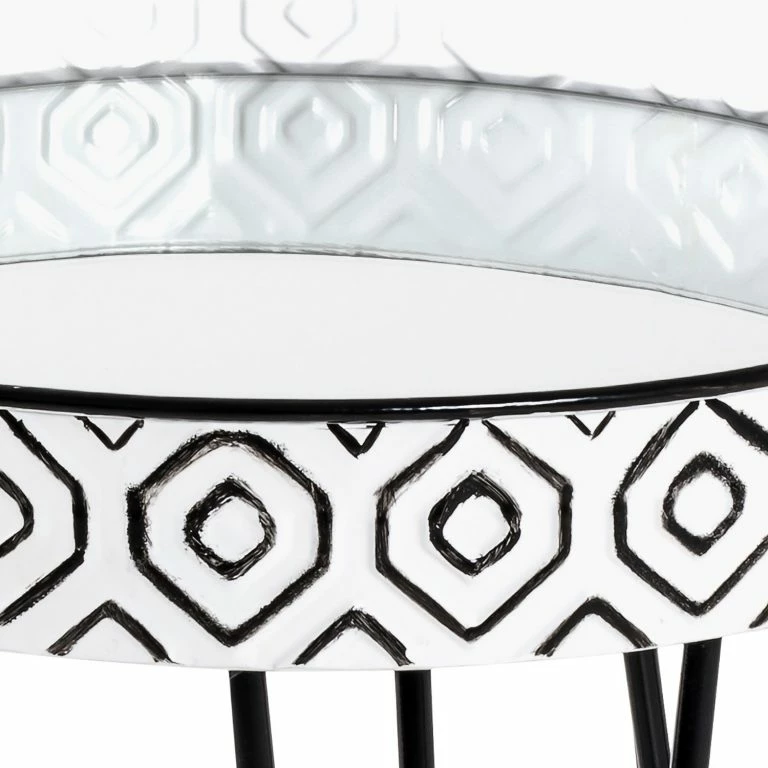 Loftscape Norrwood Bout De Canapé Ponemah II – Verre / Acier – Noir / Blanc