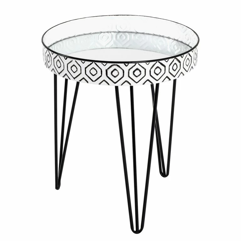 loftscape Norrwood Bout de canapé Ponemah II – Verre / Acier – Noir / Blanc