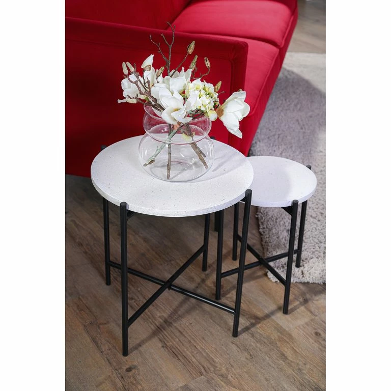 Loftscape Norrwood Bout De Canapé Terrazzo V – Terrazzo / Métal – Multicolore / Noir