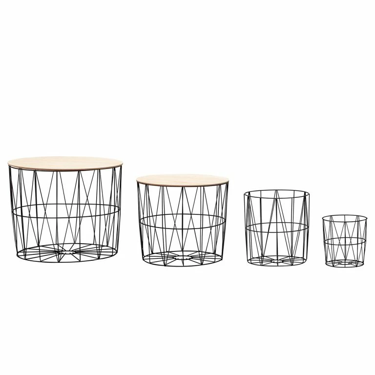 loftscape Norrwood Bouts de canapé Veranne I (lot de 4) – Imitation chêne / Noir