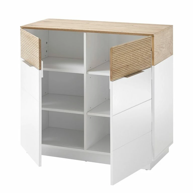 Loftscape Norrwood Buffet Akaa – Placage En Bois Véritable – Chêne / Blanc