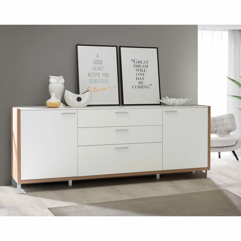 Loftscape Norrwood Buffet Boyd II – Blanc / Imitation Chêne