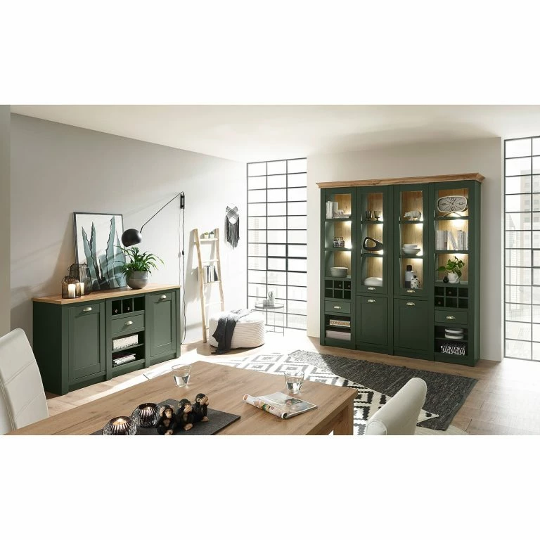 Loftscape Norrwood Buffet Cardet – Vert Mousse / Imitation Chêne De Wotan