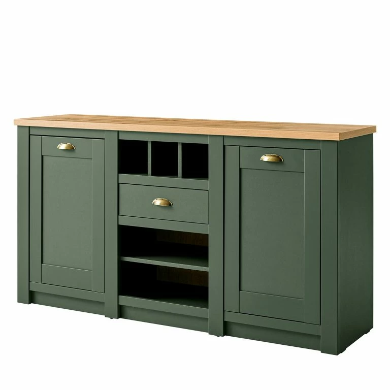 loftscape Norrwood Buffet Cardet – Vert mousse / Imitation chêne de Wotan