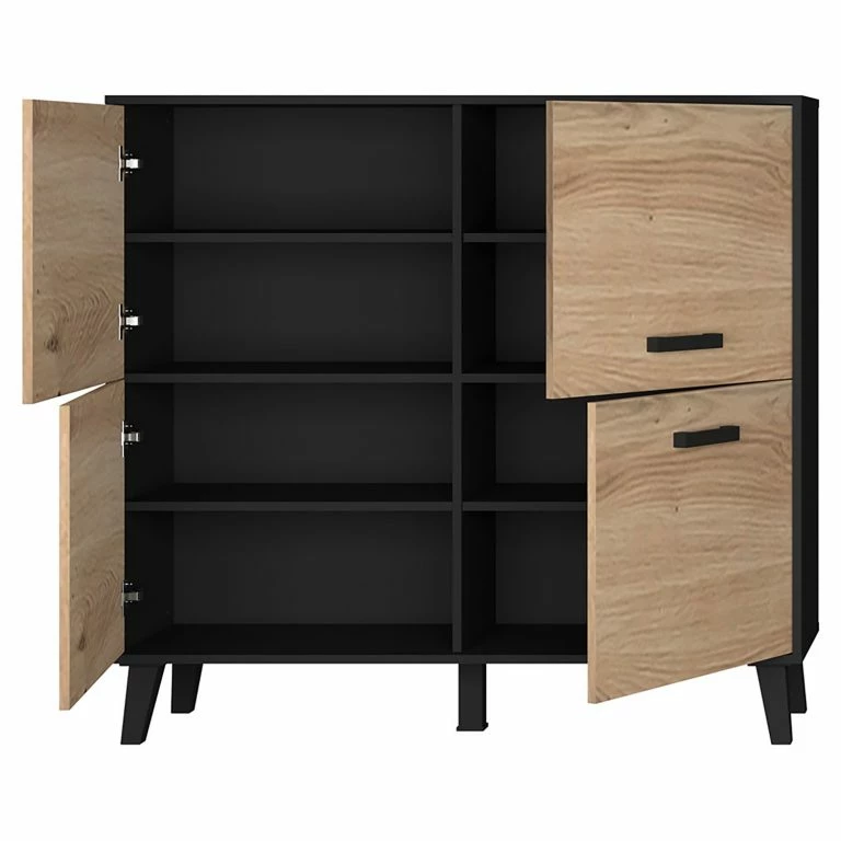 Loftscape Norrwood Buffet Haut Argenteuil – Imitation Chêne Artisan / Noir