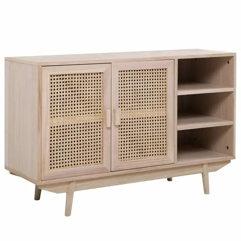 loftscape Norrwood Buffet Pini II – Cannage / Placage en bois véritable – Naturel / Paulownia