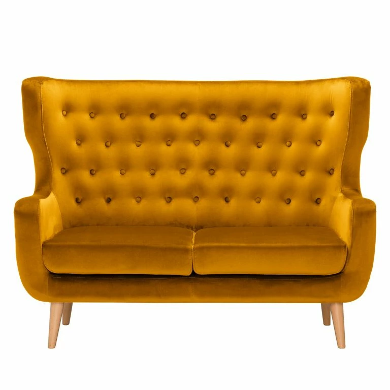 Loftscape Norrwood Canapé Boyka I (2 Places) – Velours – Velours Ravi: Jaune Moutarde