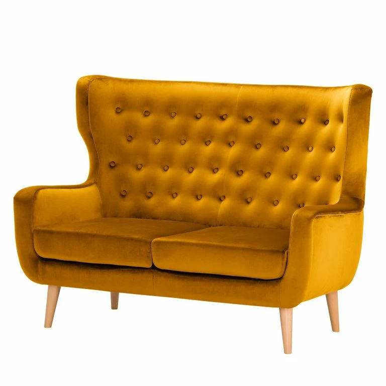 loftscape Norrwood Canapé Boyka I (2 places) – Velours – Velours Ravi: Jaune moutarde