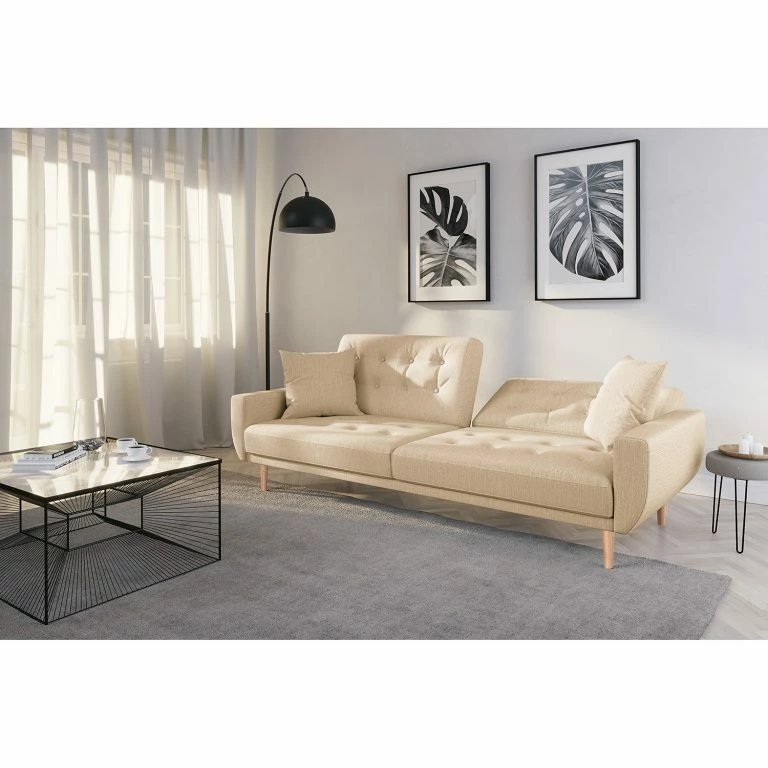 Loftscape Norrwood Canapé Convertible Vaise I – Velours – Tissu Meara: Beige