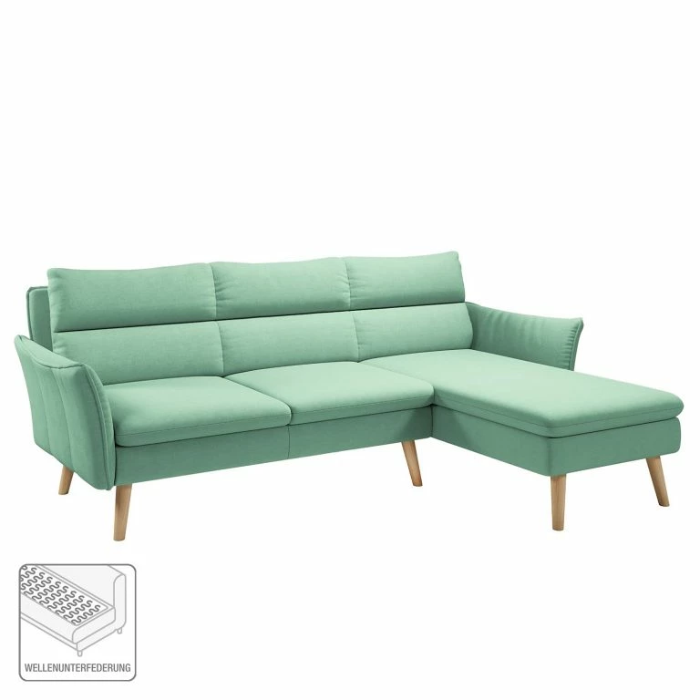 Loftscape Norrwood Canapé D’angle Alpine I – Tissu – Vert Menthe – Méridienne Courte à Droite (vue De Face)