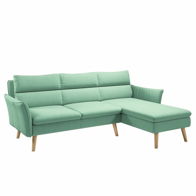 loftscape Norrwood Canapé d’angle Alpine I – Tissu – Vert menthe – Méridienne courte à droite (vue de face)