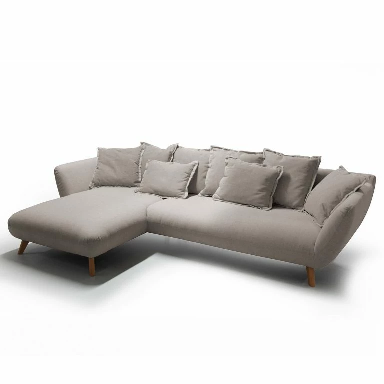 loftscape Norrwood Canapé d’angle Halma I – Tissu – Gris – Méridienne courte à gauche (vue de face)