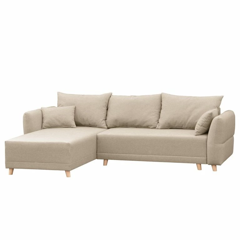 loftscape Norrwood Canapé d’angle Jardins – Tissu structuré – Beige – Méridienne courte à gauche (vue de face)