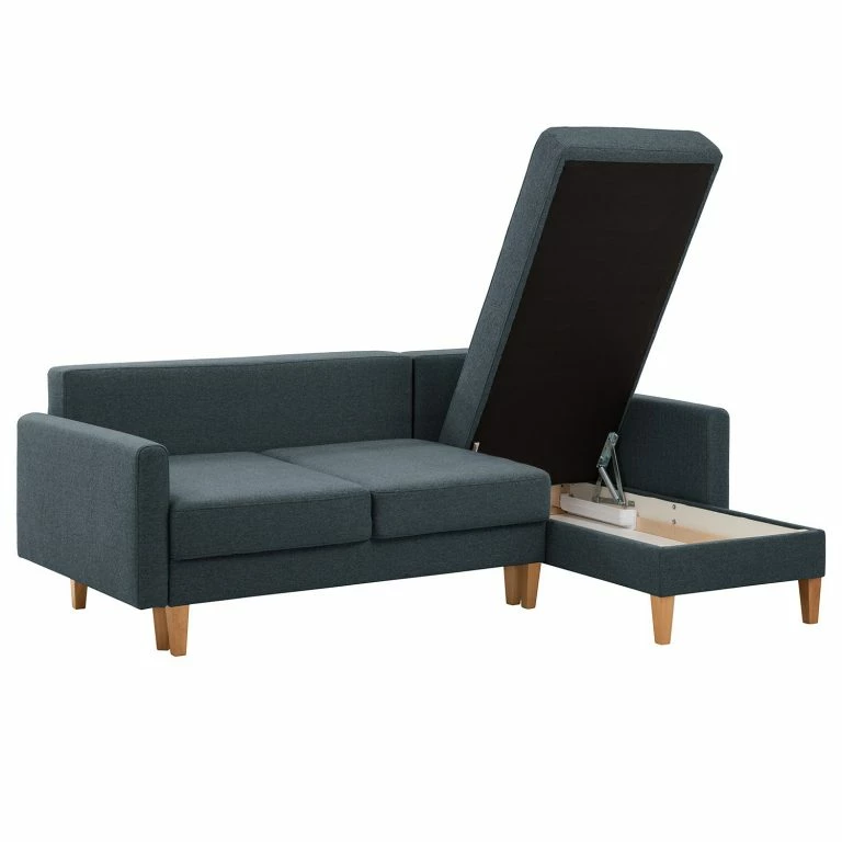 Loftscape Norrwood Canapé D’angle Koski I – Tissu – Tissu Ala: Bleu – Méridienne Courte à Droite (vue De Face)