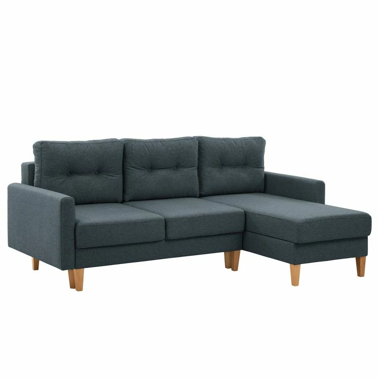 loftscape Norrwood Canapé d’angle Koski I – Tissu – Tissu Ala: Bleu – Méridienne courte à droite (vue de face)