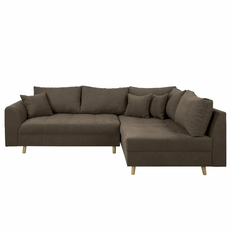 Loftscape Norrwood Canapé D’angle Meyford – Microfibre Enza: Noix De Muscade – Méridienne Longue à Droite (vue De Face) – Sans Repose-pieds