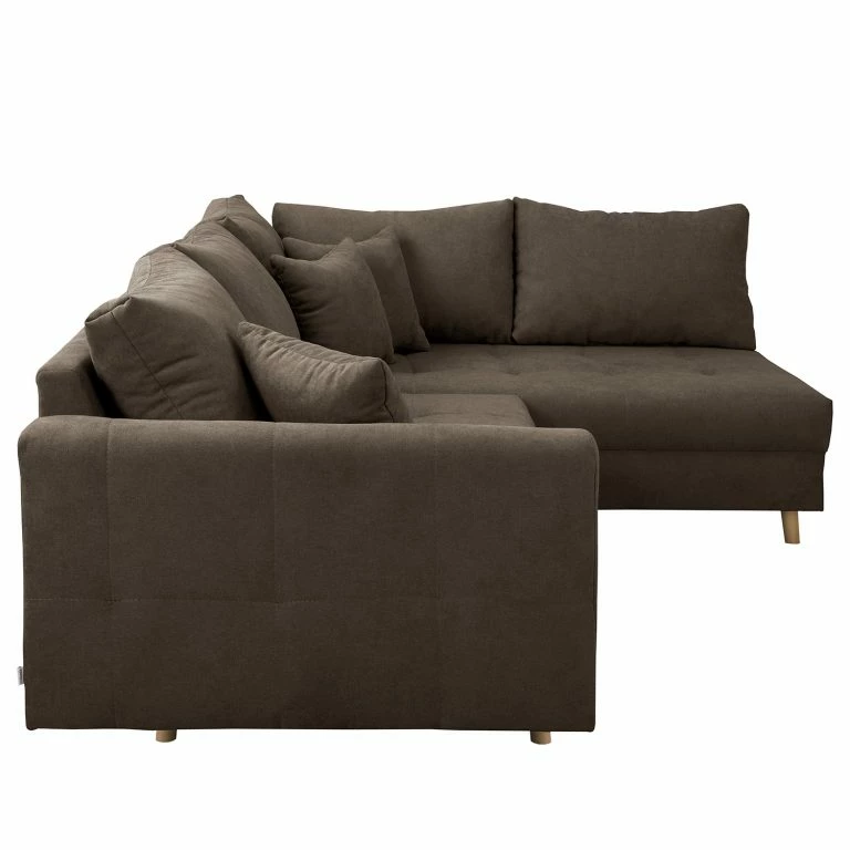 Loftscape Norrwood Canapé D’angle Meyford – Microfibre Enza: Noix De Muscade – Méridienne Longue à Droite (vue De Face) – Sans Repose-pieds