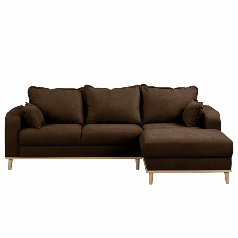 Loftscape Norrwood Canapé D’angle Nante – Microfibre Enza: Chocolat – Méridienne Longue à Droite (vue De Face)