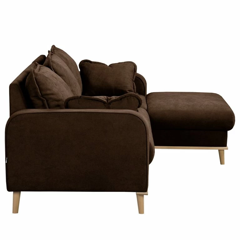 Loftscape Norrwood Canapé D’angle Nante – Microfibre Enza: Chocolat – Méridienne Longue à Droite (vue De Face)
