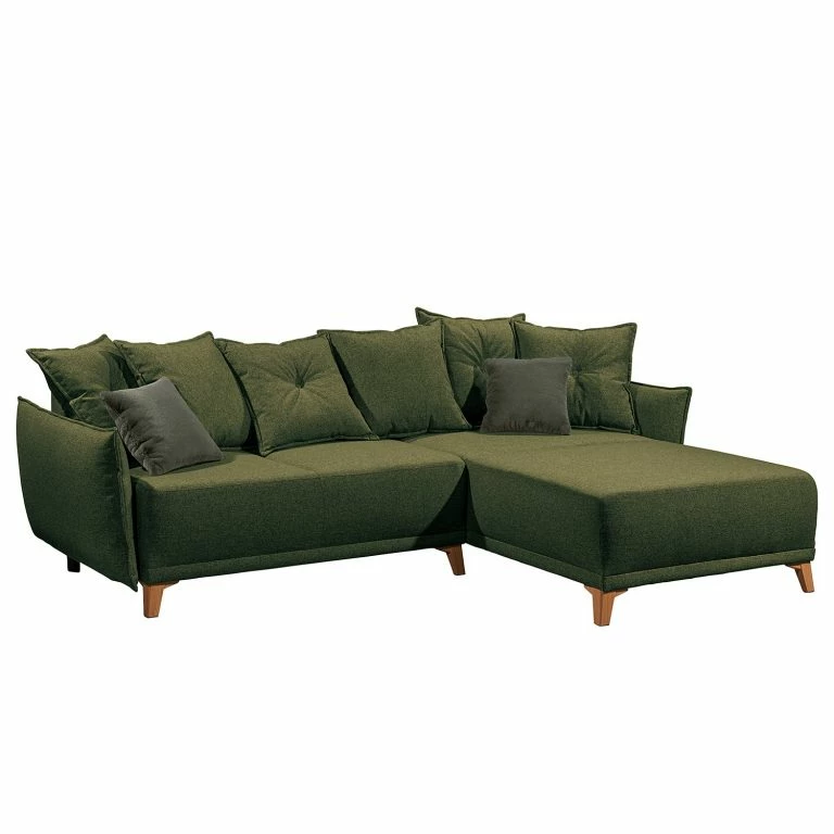 Loftscape Norrwood Canapé D’angle Rutherford I – Tissu Denga / Microfibre Laci: Vert Vieilli / Vert – Méridienne Courte Montable Des Deux Côtés